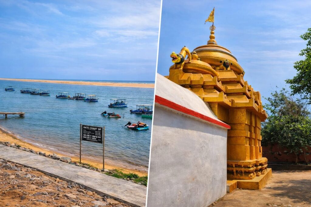 maa-ramachandi-temple-puri-konark-marine-drive Maa Ramachandi Temple near Puri Konark Marine Drive with river boats and scenic coastal landscape in Odisha.