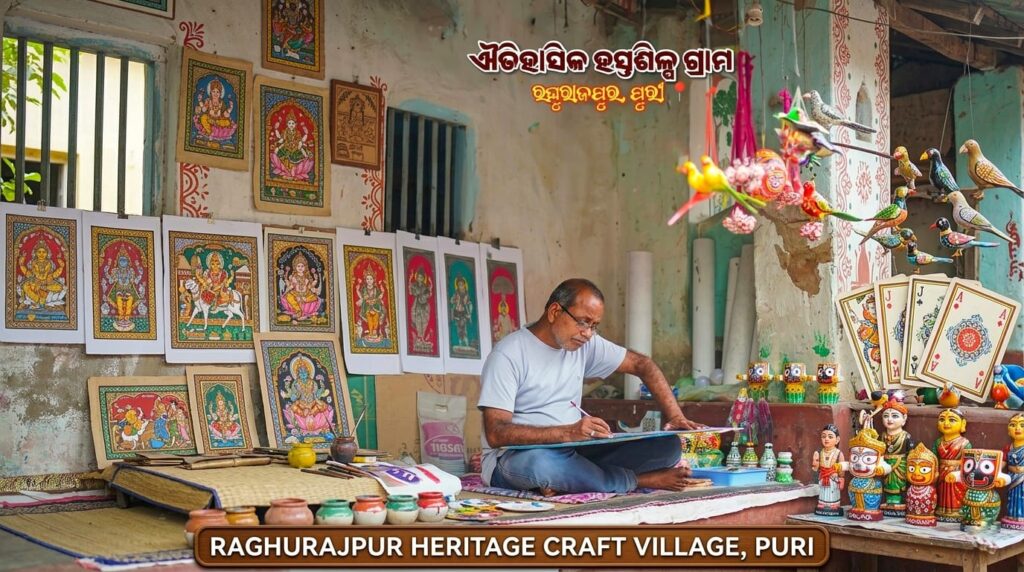 raghurajpur-artists-village-puri.jpg Traditional Pattachitra artists working in Raghurajpur heritage village near Puri Odisha